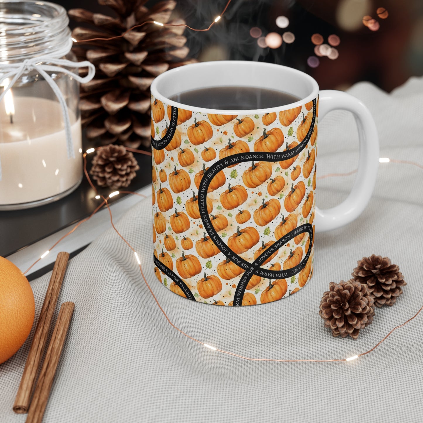 Charming Pumpkin Pattern Mug 11oz