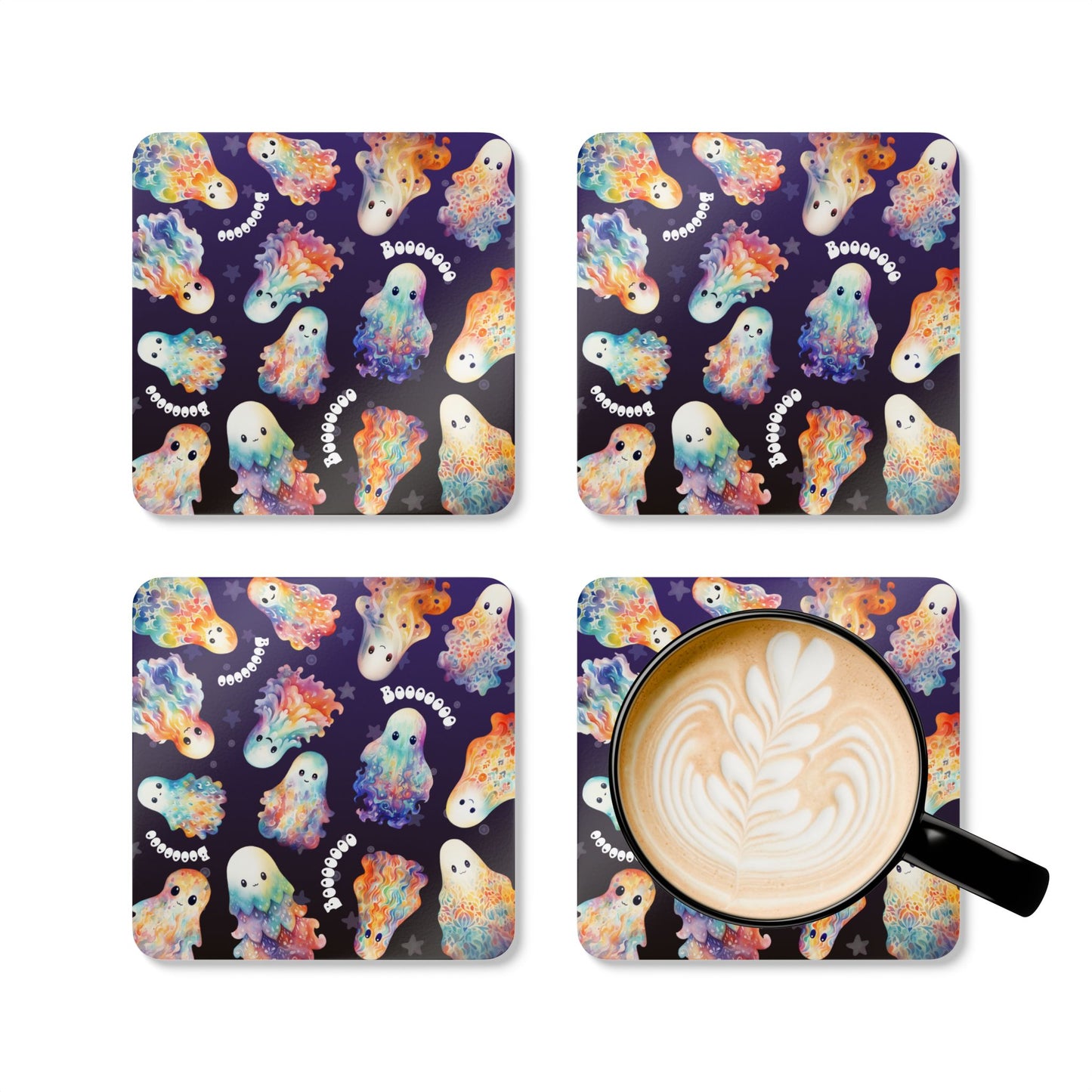 Groovy Ghost Corkwood Coaster Set