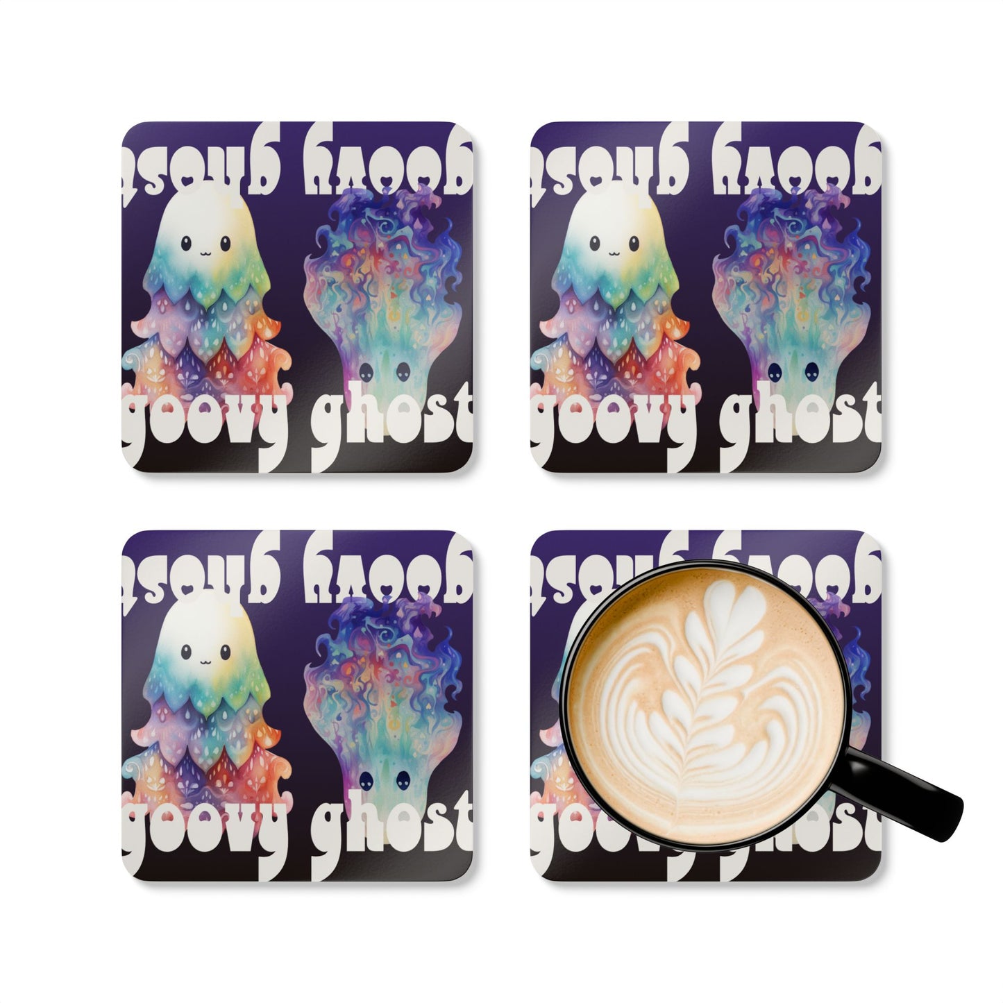 Groovy Ghoast Corkwood Coaster Set