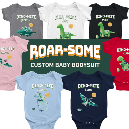 CUSTOM Dinosaur T-Shsirt for Classic Baby Short Sleeve Bodysuit - Little Love Love