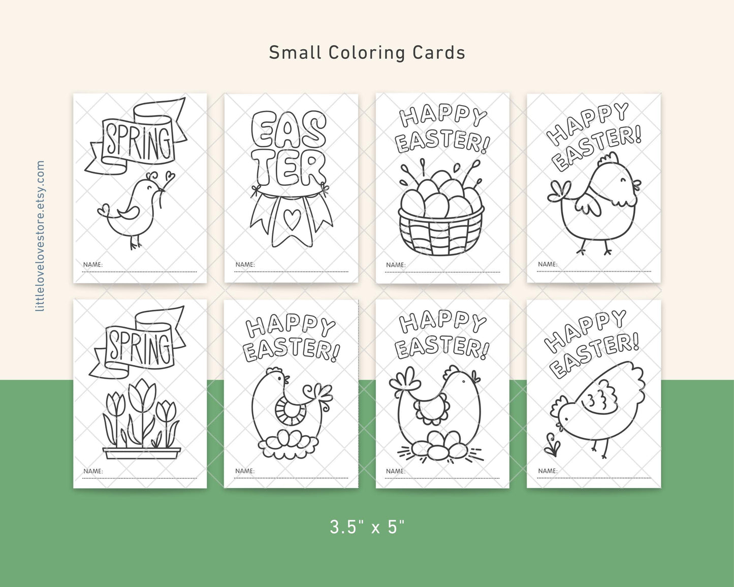 Printable Easter Coloring Cards With 40 Fun Designs - Classroom Easter Kids Activity - Happy Easter Card Spring Coloring -  Digital Download - Little Love Love