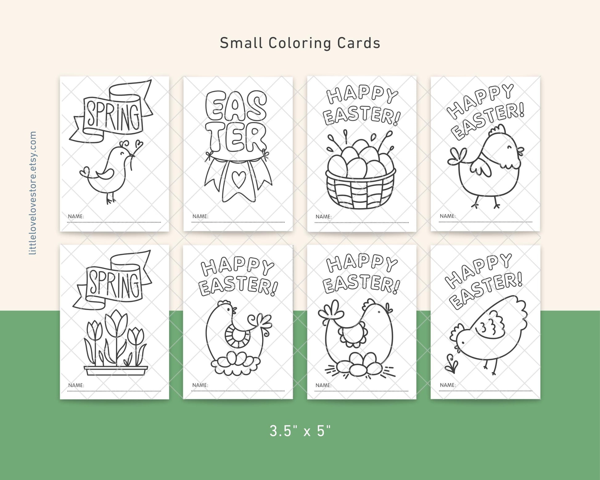Printable Easter Coloring Cards With 40 Fun Designs - Classroom Easter Kids Activity - Happy Easter Card Spring Coloring -  Digital Download - Little Love Love
