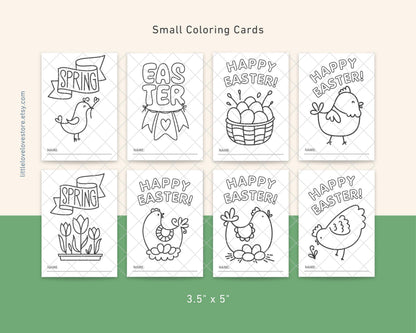 Printable Easter Coloring Cards With 40 Fun Designs - Classroom Easter Kids Activity - Happy Easter Card Spring Coloring -  Digital Download - Little Love Love
