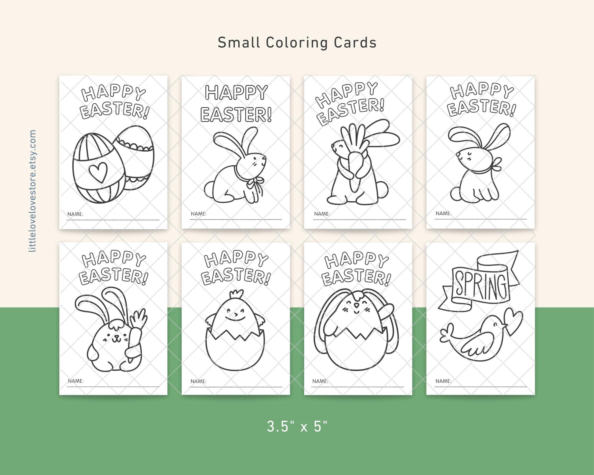 Printable Easter Coloring Cards With 40 Fun Designs - Classroom Easter Kids Activity - Happy Easter Card Spring Coloring -  Digital Download - Little Love Love