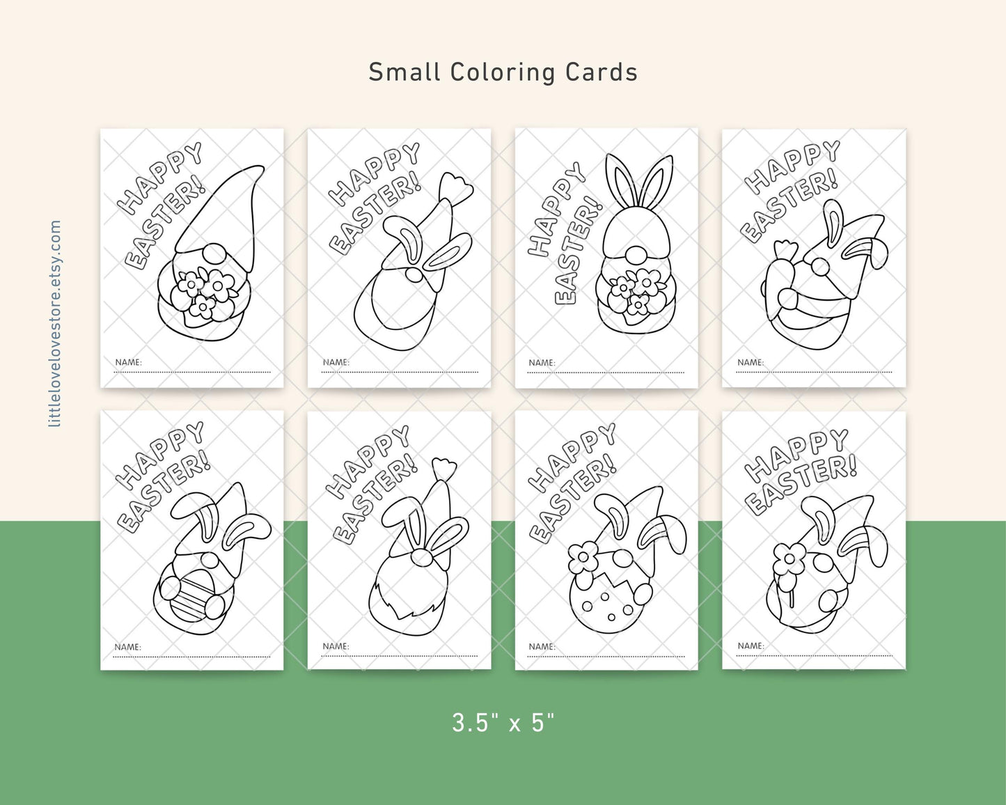 Printable Easter Coloring Cards With 40 Fun Designs - Classroom Easter Kids Activity - Happy Easter Card Spring Coloring -  Digital Download - Little Love Love