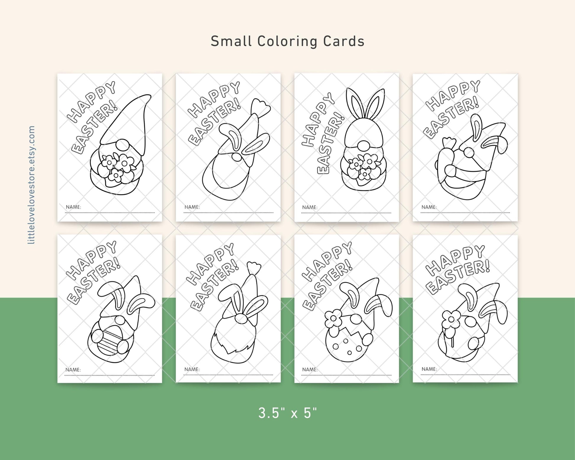 Printable Easter Coloring Cards With 40 Fun Designs - Classroom Easter Kids Activity - Happy Easter Card Spring Coloring -  Digital Download - Little Love Love