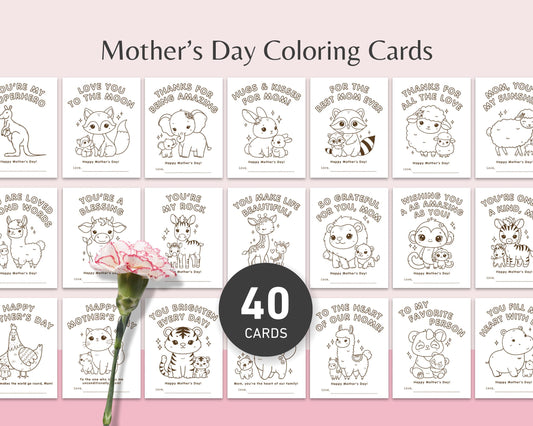 40 Mother's Day Cute Coloring Cards for Kids - Little Love Love