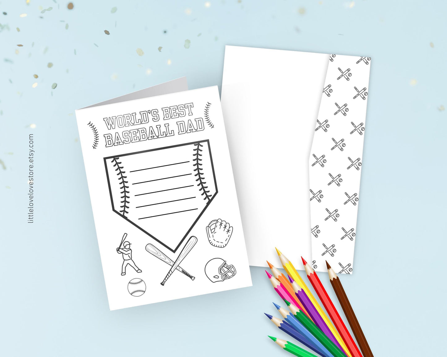 World’s Best Dad Coloring Card – Baseball Theme | Father’s Day Printable for Kids