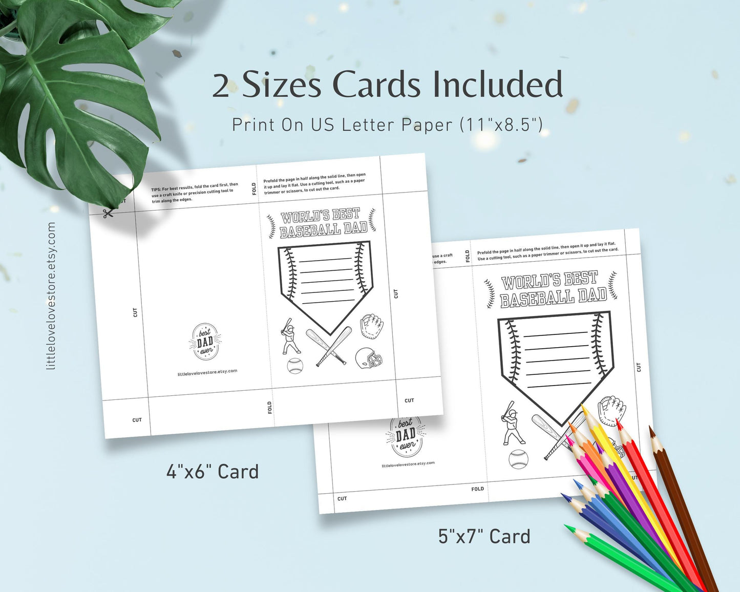 World’s Best Dad Coloring Card – Baseball Theme | Father’s Day Printable for Kids