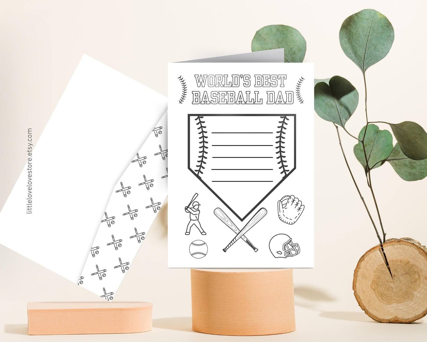World’s Best Dad Coloring Card – Baseball Theme | Father’s Day Printable for Kids