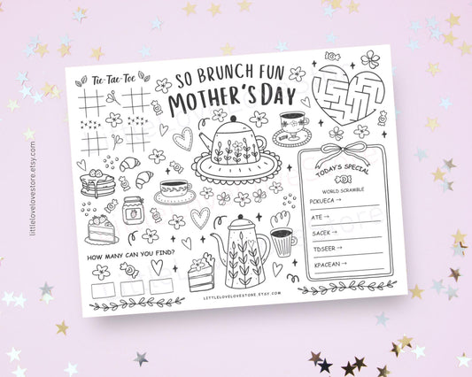 Mothers Day Brunch Paper Placemats | Solution for Holiday Placemat - Little Love Love